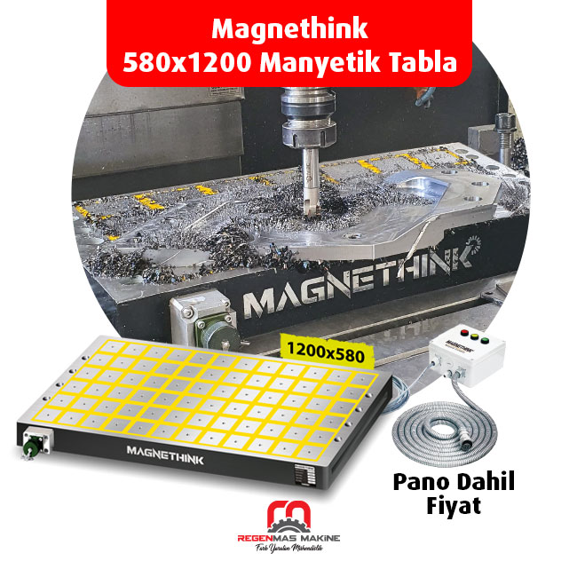 580x1200 Elektropermanent Manyetik CNC Tezgah Tablası